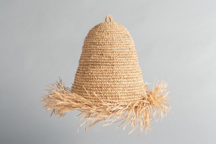 Pantalla de Lampara Fibra Natural Conica/ Flecos - Imagen 9