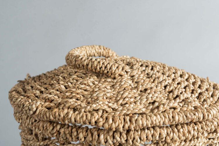 Canastos Fibra Natural Entramado Duro Con Tapa - Imagen 4