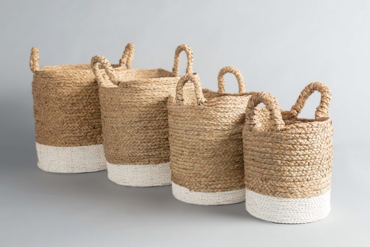 Canastos Fibra Natural Base Blanca - Imagen 6