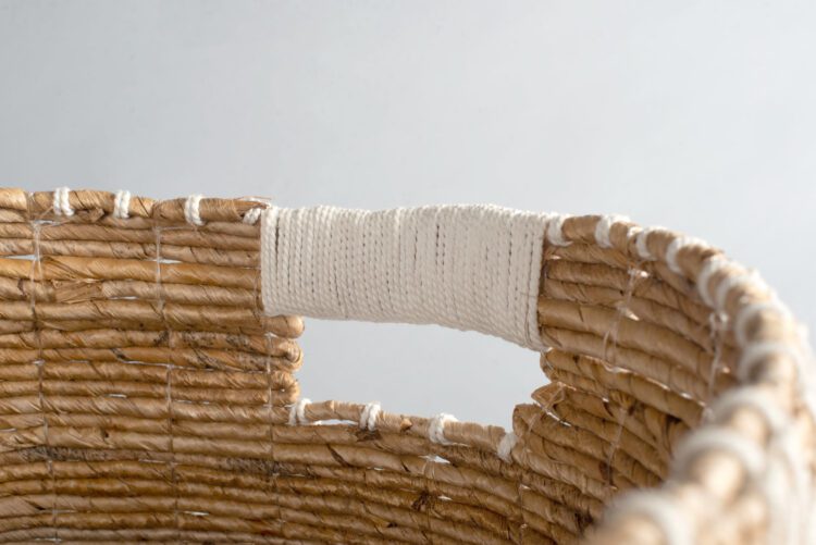 Canastos Fibra Natural Tejido Blanco Exterior - Imagen 4