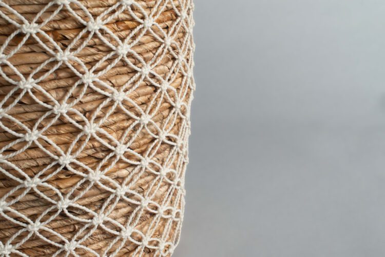 Canastos Fibra Natural Tejido Blanco Exterior - Imagen 6