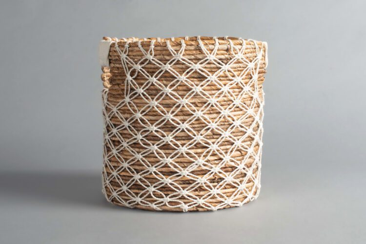 Canastos Fibra Natural Tejido Blanco Exterior - Imagen 7