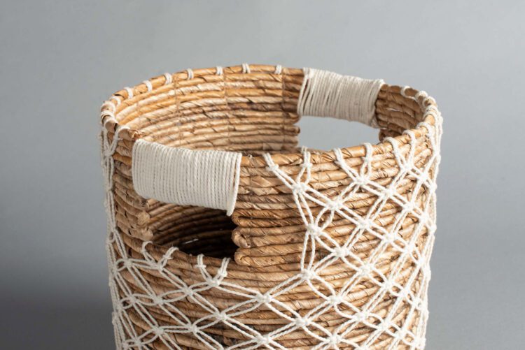 Canastos Fibra Natural Tejido Blanco Exterior - Imagen 8