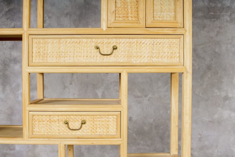 Estantería china natural con Rattan - Imagen 2