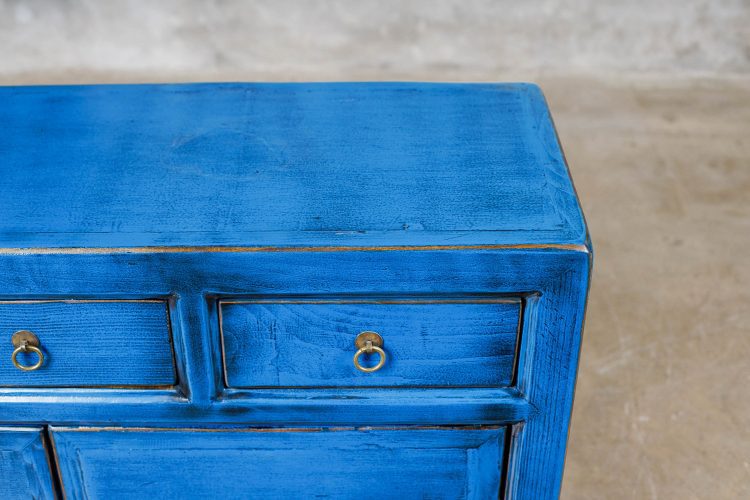 Buffet Chino Lacado Azul 2 Puertas 3 Cajones - Imagen 3