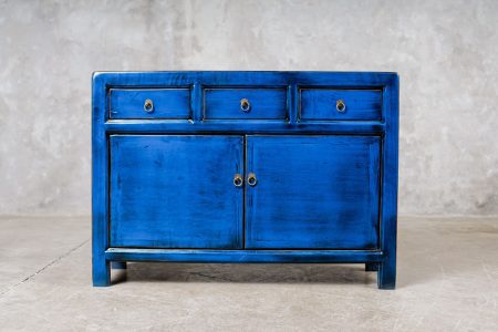 Buffet Chino Lacado Azul 2 Puertas 3 Cajones