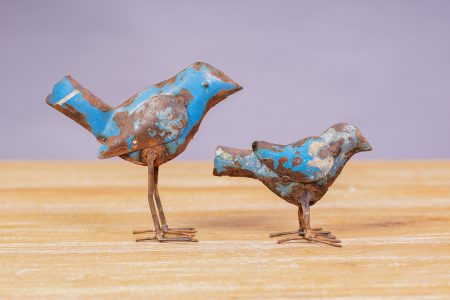 Pajaros en Metal  Azul( 2 Tamaños)