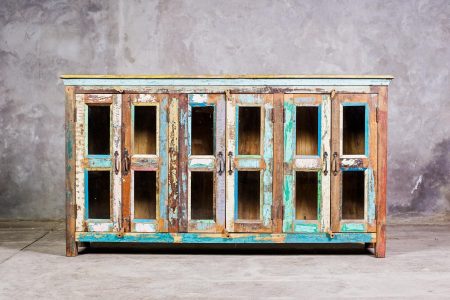 Buffet Vitrina de Madera Reciclada 6 Puertas
