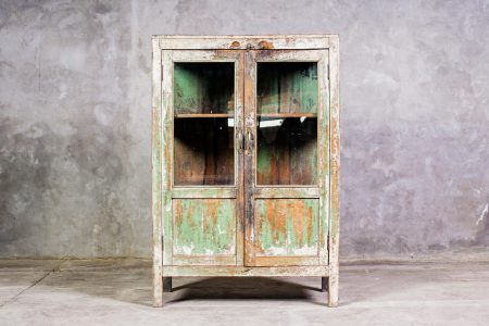 Vitrina India Pintura Decapada 3 Compartimentos Interior